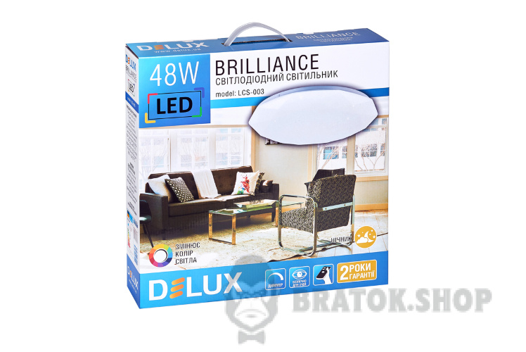 Світильник світлодіодний SMART LED 48 Вт 3000/6000K DELUX LCS-003 Brilliance з пультом