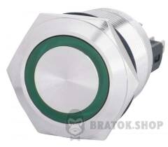 TYJ 22-271 Кнопка металева пласка з підсвічуванням, 1NO+1NC, зелена 24V.