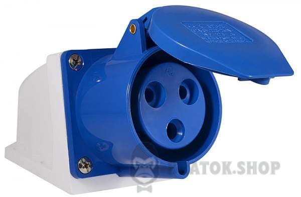 Розетка-гнездо силовая стационарная ГC 32A/3 220V 2P+PE (123) АСКО-Укрем A0080040004 синий