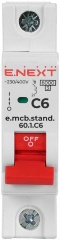 Модульний автоматичний вимикач e.mcb.stand.60.1.C6, 1р, 6А, C, 6кА