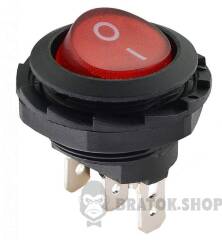 KCD1-7-101NY R/B 220V Переключатель 1 клав. круглый красный с подсветкой