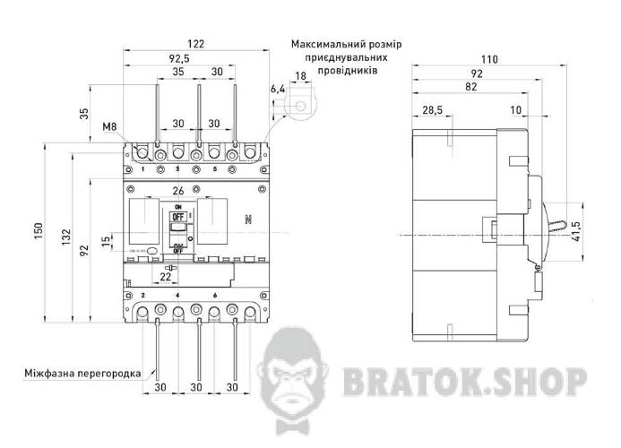 Силовий автоматичний вимикач e.pro.ukm.125Re.63 з електронним розчіплювачем, 3р, 63А