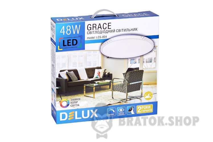 Світильник світлодіодний SMART LED 48 Вт 3000/6000K DELUX LCS-004 Grace з пультом