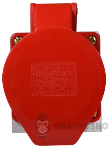 Розетка-гнездо силовая стационарная ГC 32A/5 400V 3P+N+PE (125) АСКО-Укрем A0080040006 красный