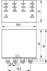 Реле промежуточное e.control.p343 3А, 4 группы контактов, катушка 24В DC