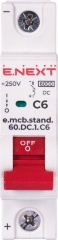 Модульний автоматичний вимикач e.mcb.stand.60.DC.1.C6, 1р, 6А, C, 6кА, DC
