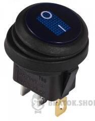 KCD1-8-101NW BL/B 220V Переключатель 1 клав.круглый влагоз. синий с подсветкой