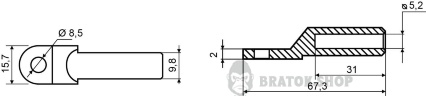 Наконечник под болт кольцевой без изоляции 10 мм АСКО-Укрем DTL-10 A0060100001 в Сумах