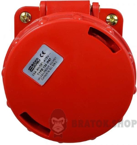Розетка-гнездо силовая стационарная ГC 63A/4 400V 3P+PE (134) АСКО-Укрем A0080040007 красный