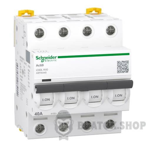 АВТОМАТИЧНИЙ ВИМИКАЧ Acti9 iC60L, 4P, 40 A, K curve, 15000 A (IEC 60898-1), 20 kA (IEC 60947-2) A9F95440 у Києві