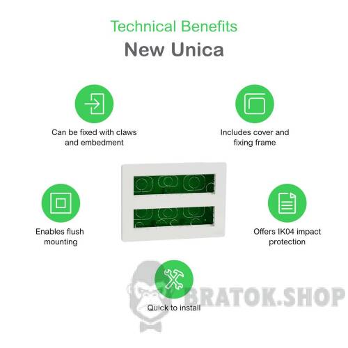 Блок unica system+ прихована вставка 2х4 антибактеріальний NU171820
