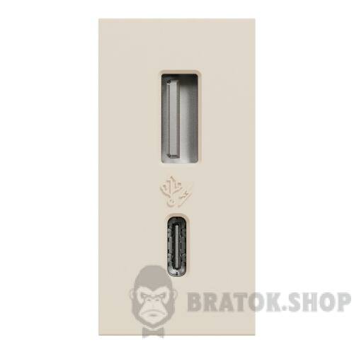 USB, New Unica, 1 модуль, тип A+C, 12 Вт, бежевий NU301644 в Киеве