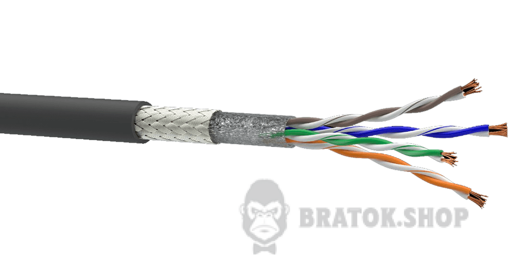 Кабель Одескабель КГППУОшпу-ВП (250МГц) 4*2*AWG24/7 (S/UTP-cat.6 patch PUR), поліуретан, екран мідна луджена обплетення, для зовн. робіт 7932246