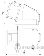 Силова розетка стаціонарна e.socket.pro.4.32, 4п., 380В, 32А (124)
