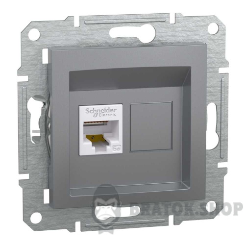 Розетка комп'ютерна RJ45 UTP 5E одинарна Schneider Electric Asfora сталь EPH4300162