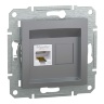 Розетка комп'ютерна RJ45 UTP 5E одинарна Schneider Electric Asfora сталь EPH4300162