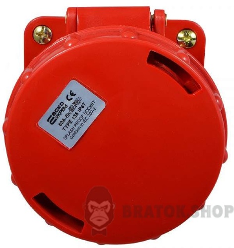Розетка-гнездо силовая стационарная ГC 63A/5 400V 3P+N+PE (135) АСКО-Укрем A0080040008 красный