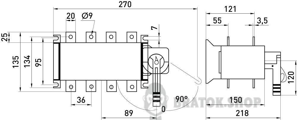 Переключатель нагрузки e.industrial.lbs.1-0-2.3.160, 3P, 160А i089007 в Киеве