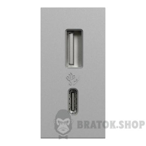 USB, New Unica, 1 модуль, тип A+C, 12 Вт, алюміній NU301630 в Киеве