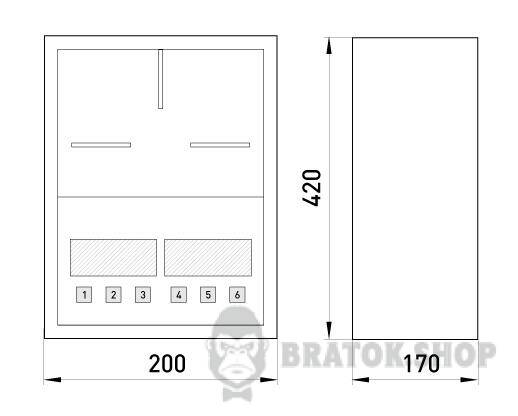 Корпус e.mbox.stand.n.f1.6.z.str металлический, под 1-ф. счетчик, пустая, навесной, 6 мод., с замком, уличная s0100014 в Киеве