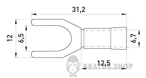 Ізольований наконечник вилковий e.terminal.stand.sv.5,5.6.black 4-6 кв.мм, чорний, 100шт