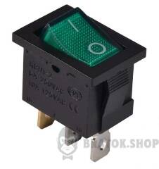 KCD1-2-101N GR/B 220V Перемикач 1 клав. зелений з підсвічуванням