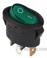 KCD1-9-101N C3-GR/B 220V Переключатель 1 клав. овал. зеленый с подсветкой