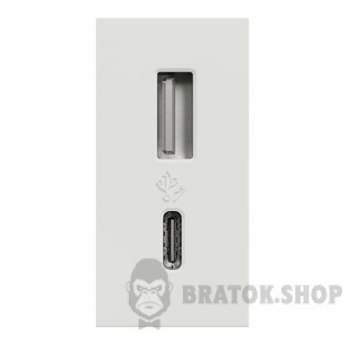 USB, New Unica, 1 модуль, тип A+C, 12 Вт, білий NU301618 в Киеве