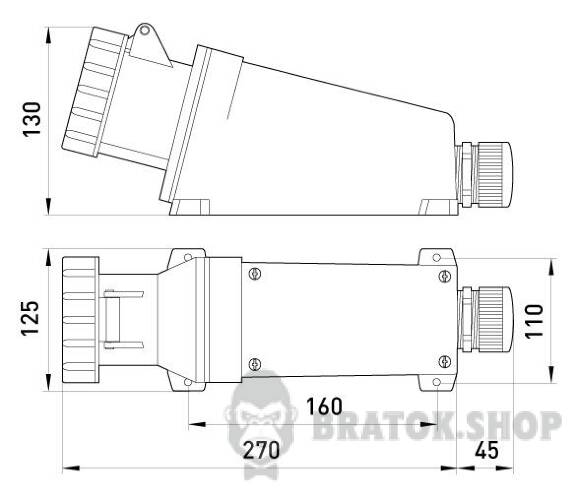 Силова розетка стаціонарна e.socket.pro.5.63, 5п., 380В, IP 67, 63А (135) p012009 у Києві
