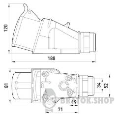 Силовая розетка стационарная 3Р+N+Z, 400В, 32А, IP44 безвинтовая