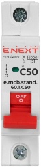 Модульний автоматичний вимикач e.mcb.stand.60.1.C50, 1р, 50А, C, 6кА