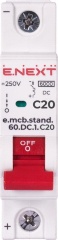 Модульний автоматичний вимикач e.mcb.stand.60.DC.1.C20, 1р, 20А, C, 6кА, DC