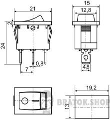 KCD1-2-101N R/B 220V Перемикач 1 клав. червоний з підсвічуванням