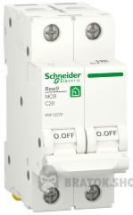 Автоматичний вимикач 2P 20A C 6кА Schneider Electric Resi9 (R9F12220)