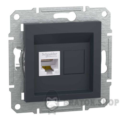 Розетка комп'ютерна RJ45 UTP 5E одинарна Schneider Electric Asfora антрацит EPH4300171 у Сумах