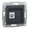 Розетка комп'ютерна RJ45 UTP 5E одинарна Schneider Electric Asfora антрацит EPH4300171 у Сумах
