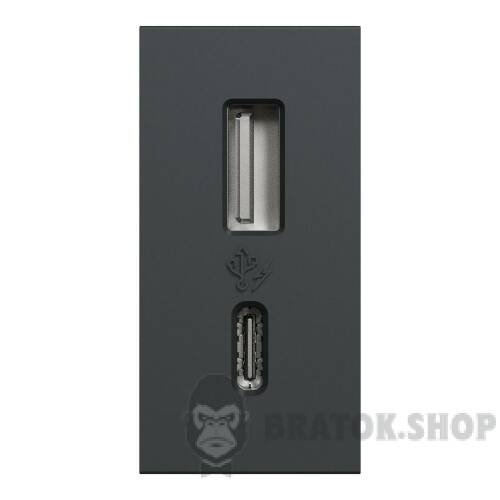 USB, New Unica, 1 модуль, тип A+C, 12 Вт, антрацит NU301654 в Киеве