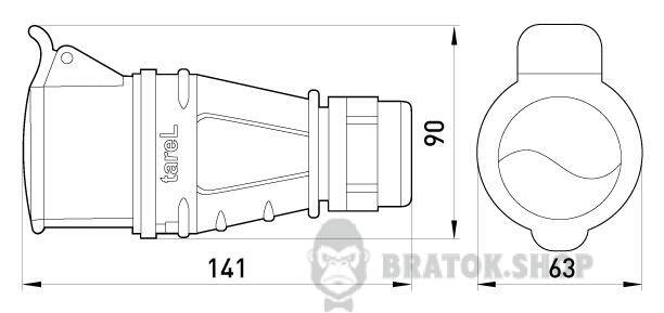 Силовая розетка переносная 3Р+N+Z, 400В, 16А, IP44 безвинтовая 135S в Киеве
