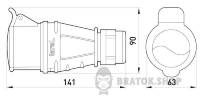 Силовая розетка переносная 3Р+N+Z, 400В, 16А, IP44 безвинтовая 135S в Киеве