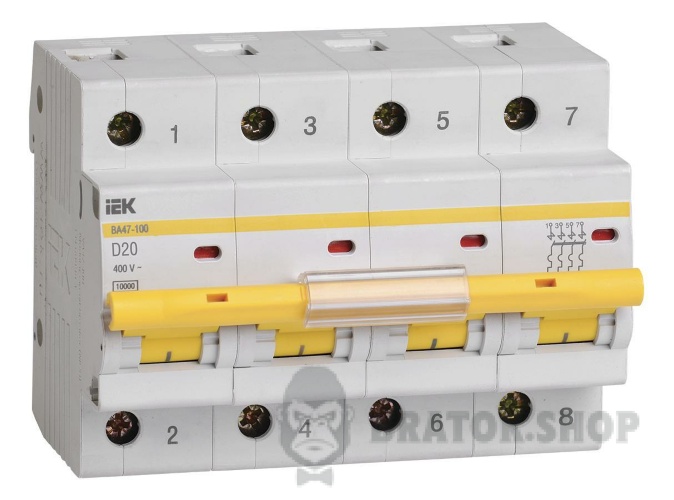 Автоматичний вимикач 4P D 10кА IEK ВА47-100 у Сумах