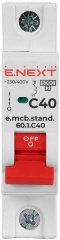 Модульний автоматичний вимикач e.mcb.stand.60.1.C40, 1р, 40А, C, 6кА