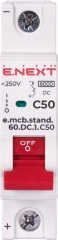 Модульний автоматичний вимикач e.mcb.stand.60.DC.1.C50, 1р, 50А, C, 6кА, DC