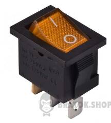 KCD1-2-101N YL/B 220V Перемикач 1 клав. жовтий з підсвічуванням