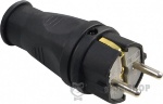 Вилка каучуковая прямая Schuko 16A 220V 2P+PE АСКО-Укрем A0250010001 черный в Сумах