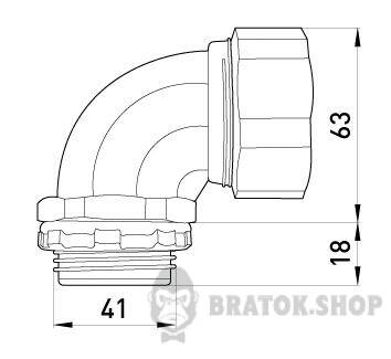 Ввід кутовий e.met.angle.stand.sldx.32 для металорукава 32мм(1.1/4") s046005 у Києві