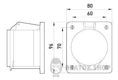 Силова розетка, що вбудовується e.socket.pro.3.32.wall, 3п., 230В, 32А (423)