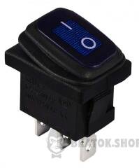 KCD1-2-101NW BL/B 220V Перемикач 1 клав. вологозах. синій з підсвічуванням