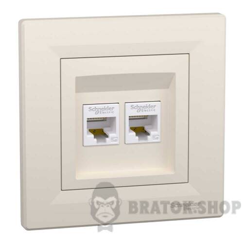 Розетка компьютерная RJ45 UTP 5E двойная Schneider Electric Asfora кремовый EPH4400123