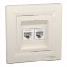 Розетка компьютерная RJ45 UTP 5E двойная Schneider Electric Asfora кремовый EPH4400123