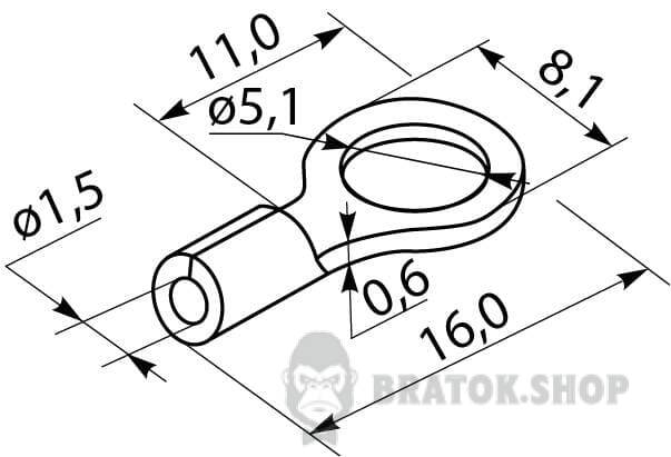 Наконечник под кольцевой болт с изоляцией 1.5 мм АСКО-Укрем RV-1,25-5 A0060030016 в Киеве